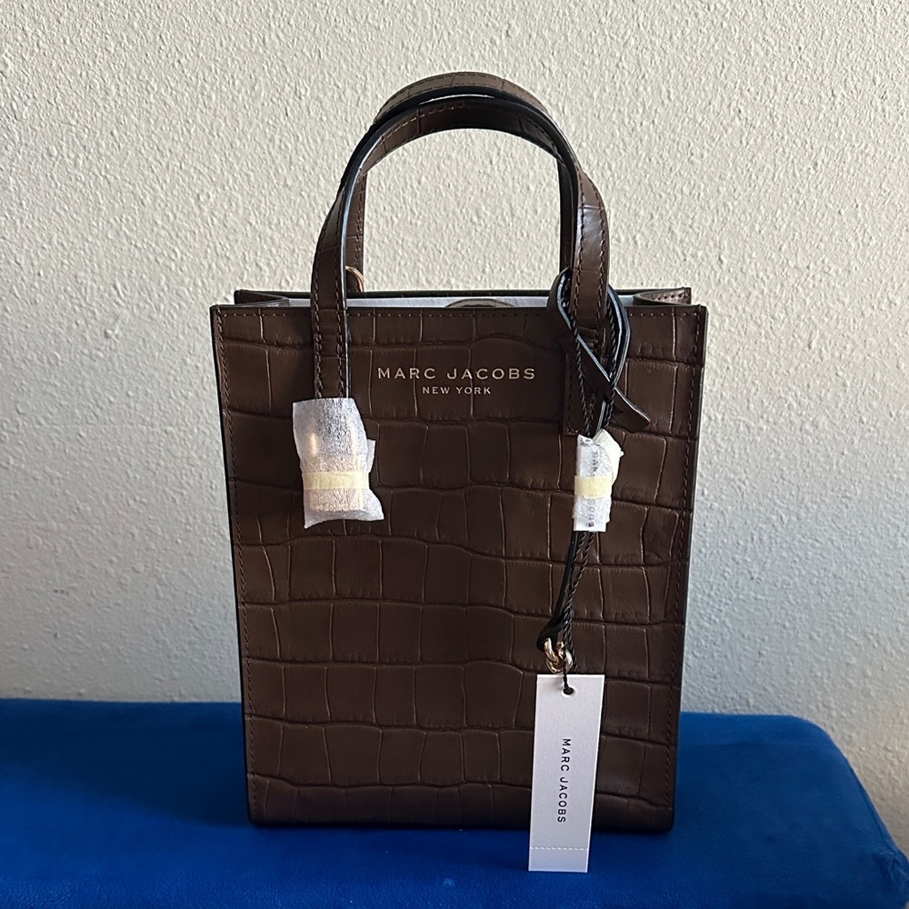 Marc Jacobs Dark Brown Croc-Embossed Handbag